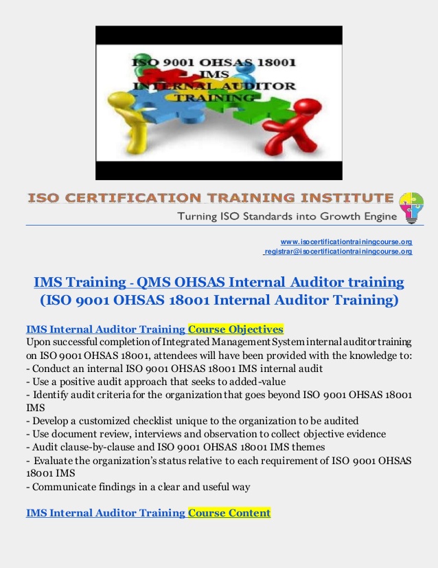 iso 9001 internal auditor certification